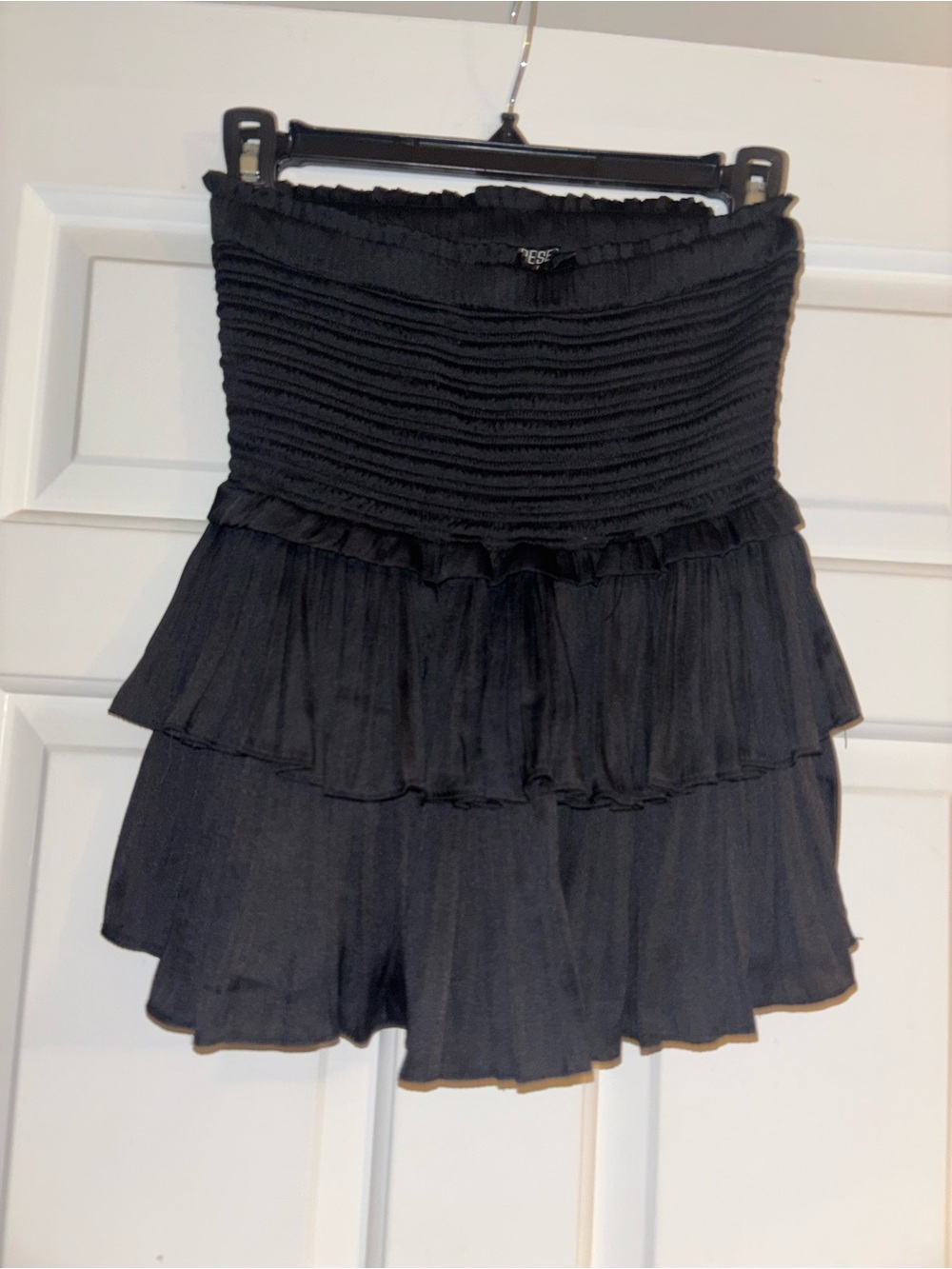 Smocked Tiered Black Women's Skirt